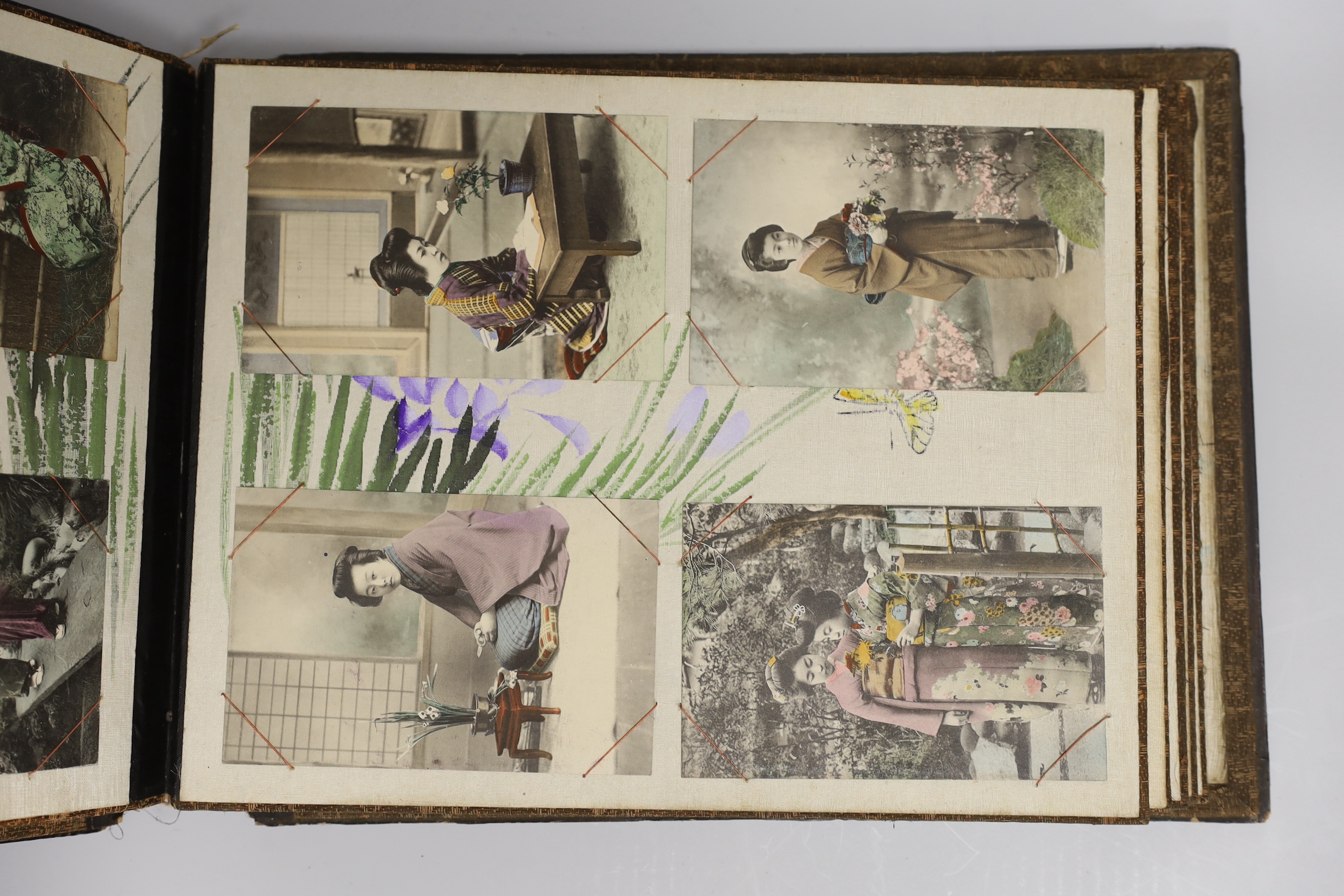 A Japanese album of early 20th century postcards of Hong Kong, China and Japan